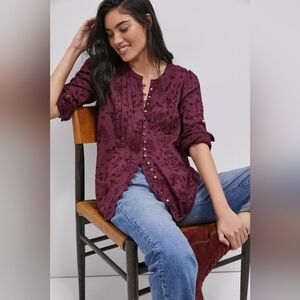 Pilcro Jolie Pintucked Blouse
